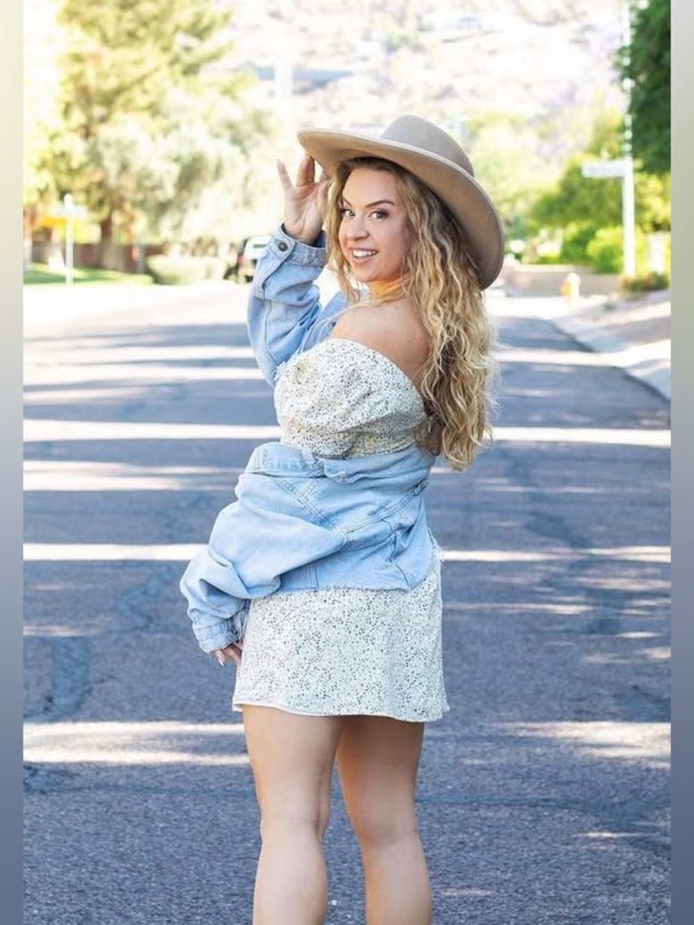 Et chet Floral Puff-Sleeve V-Neck Mini Dress with yellow floral print.